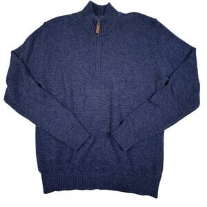 St. John’s Bay Quarter Zip Cotton Sweater Men’s L Blue Melange Classic Preppy